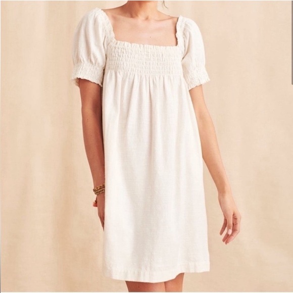 Faherty Dresses & Skirts - Faherty Ramona Organic Cotton Dress  Cottage Cream White Linen Look Size S